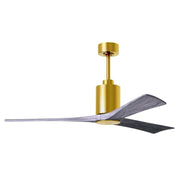 Matthews Fan Patricia-3 60in 3-Blade LED Ceiling Fan | Contemporary Brushed Brass and Barnwood Solid Wood | Great Rooms & Open | Model PA3-BRBR-BW-60