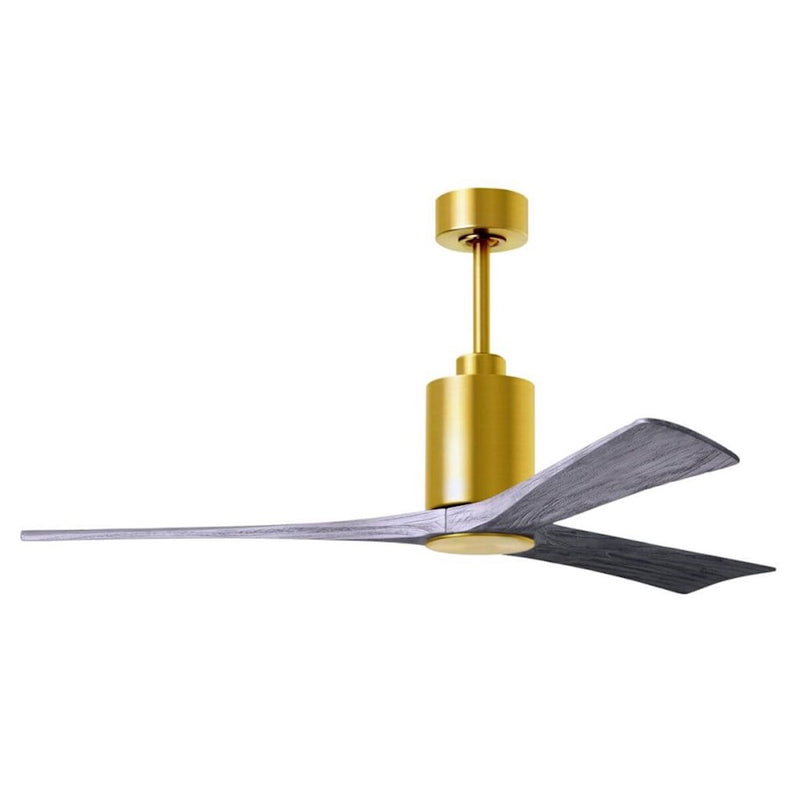 Matthews Fan Patricia-3 60in 3-Blade LED Ceiling Fan | Contemporary Brushed Brass and Barnwood Solid Wood | Great Rooms & Open | Model PA3-BRBR-BW-60
