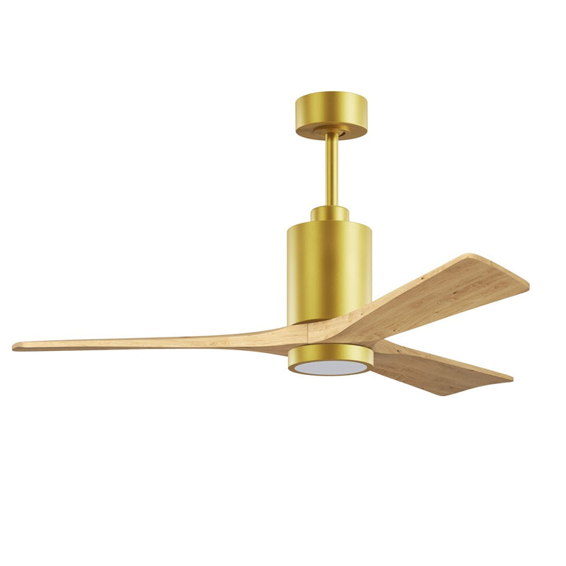 Matthews Fan Patricia-3 52in 3-Blade LED Ceiling Fan | Contemporary Brushed Brass and Light Maple Solid Wood | Living Rooms | Model PA3-BRBR-LM-52