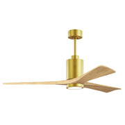 Matthews Fan Patricia-3 60" 3-Blade Ceiling Fan, Brushed Brass - PA3-BRBR-LM-60