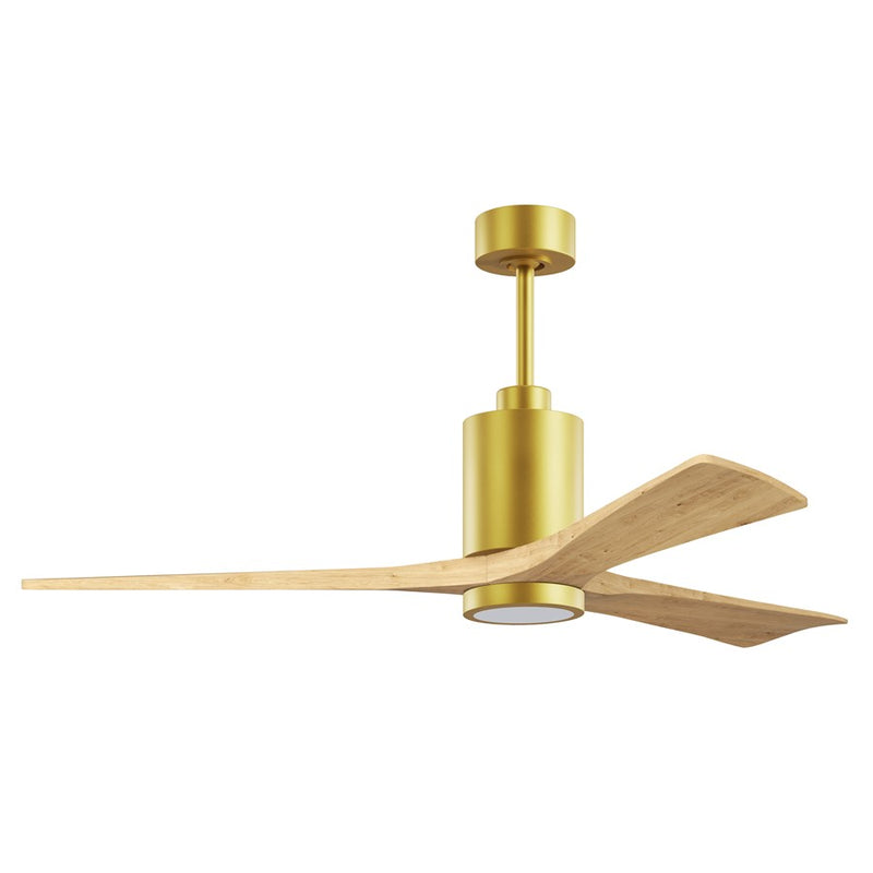 Matthews Fan Patricia-3 60in 3-Blade LED Ceiling Fan | Contemporary Brushed Brass and Light Maple Solid Wood | Great Rooms | Model PA3-BRBR-LM-60
