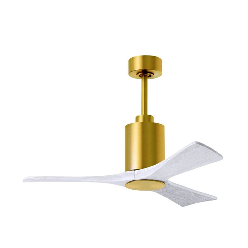 Matthews Fans Patricia-3 42in 3-Blade LED Ceiling Fan | Contemporary Brushed Brass and Matte White Solid Wood | Bedroom | Model PA3-BRBR-MWH-42