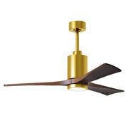 Matthews Fans Patricia-3 52in 3-Blade LED Ceiling Fan | Brushed Brass and Walnut Solid Wood | Living Room & Bedroom | Model PA3-BRBR-WA-52