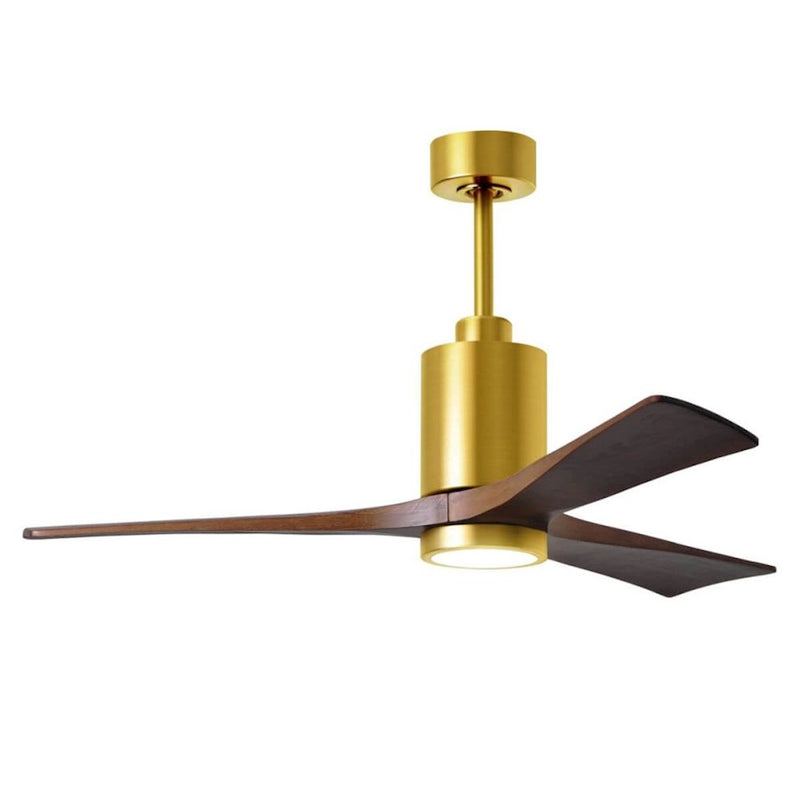 Matthews Fans Patricia-3 52in 3-Blade LED Ceiling Fan | Brushed Brass and Walnut Solid Wood | Living Room & Bedroom | Model PA3-BRBR-WA-52