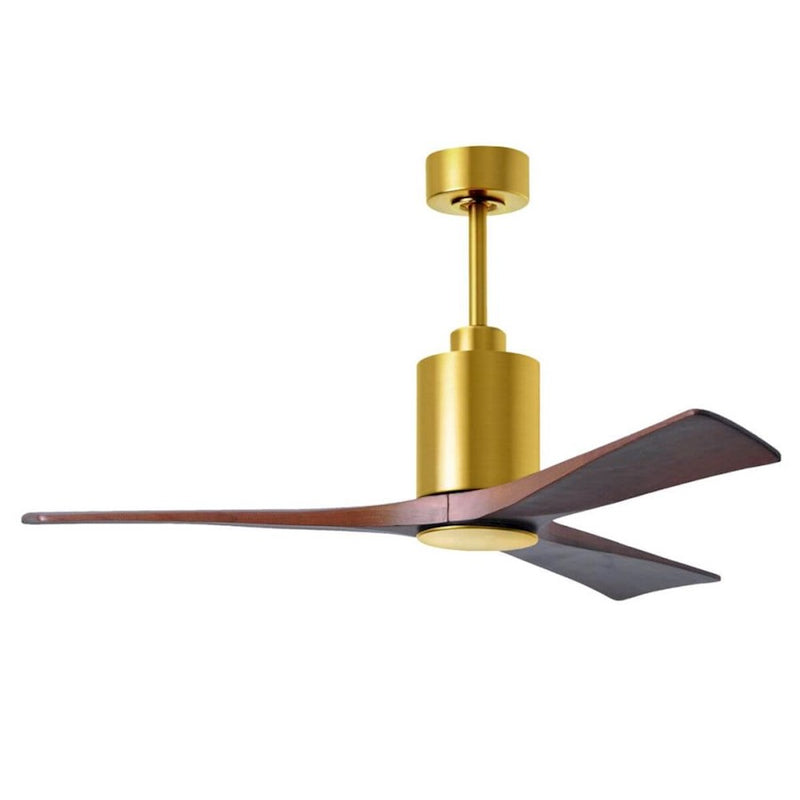 Matthews Fans Patricia-3 52in 3-Blade LED Ceiling Fan | Brushed Brass and Walnut Solid Wood | Living Room & Bedroom | Model PA3-BRBR-WA-52