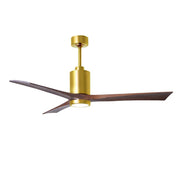 Matthews Fans Patricia-3 60in 3-Blade LED Ceiling Fan | Brushed Brass and Walnut Solid Wood | Living Room & Bedroom | Model PA3-BRBR-WA-60