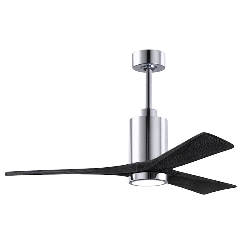 Matthews Fans Patricia-3 52in 3-Blade LED Ceiling Fan | Polished Chrome and Matte Black Solid Wood | Living Room & Bedroom | Model PA3-CR-BK-52