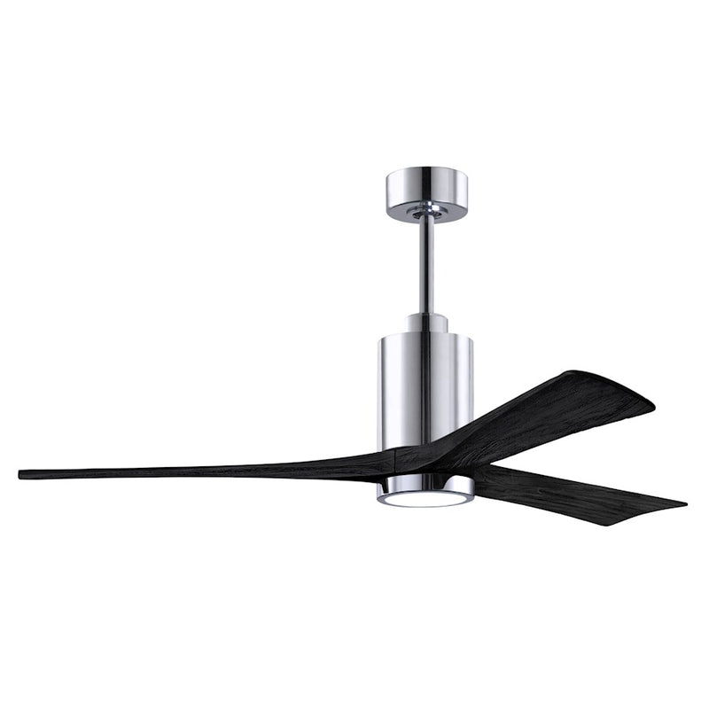 Matthews Fans Patricia 3 60in 1-Light LED Ceiling Fan | Polished Chrome and Matte Black Solid Wood | Great Rooms & Covered | Model PA3-CR-BK-60
