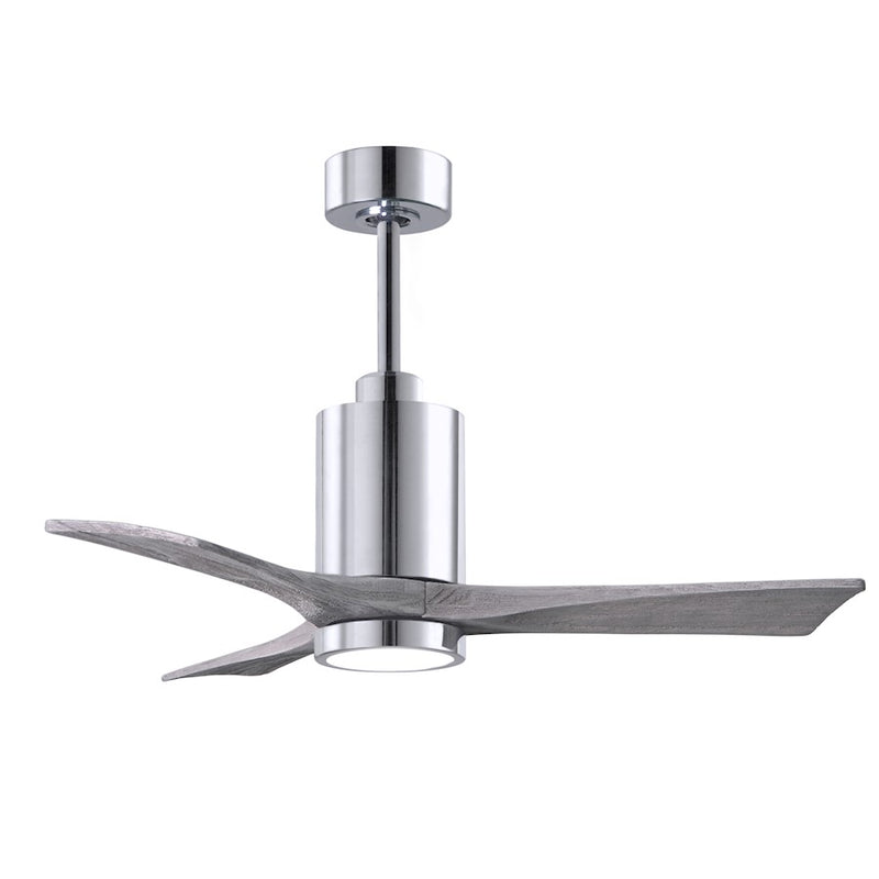 Matthews Fan Patricia 3 42in 3-Blade Ceiling Fan | Polished Chrome and Barn Wood | Bedroom & Covered Patio | 42 x 42 x 12 in | Model PA3-CR-BW-42