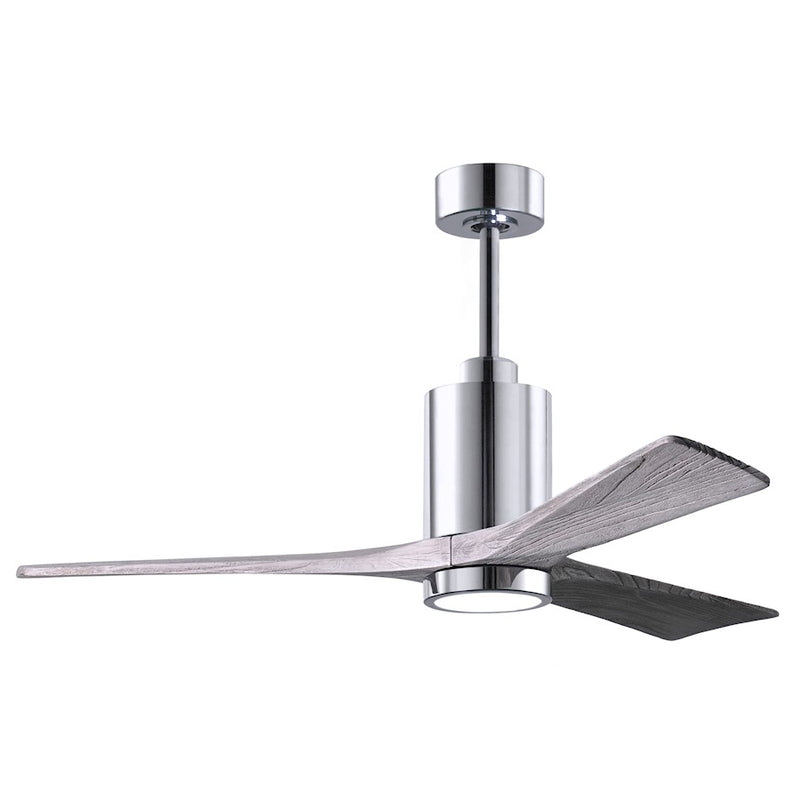 Matthews Fan Patricia 3 52in 3-Blade Ceiling Fan | Polished Chrome and Barn Wood | Living Room & Covered Patio | 52 x 52 x 12 in | Model PA3-CR-BW-52