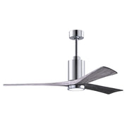 Matthews Fan Patricia 3 60in 3-Blade Ceiling Fan | Polished Chrome and Barn Wood | Living Room & Covered Patio | 60 x 60 x 12 in | Model PA3-CR-BW-60