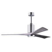Matthews Fan Patricia 3 60in 3-Blade Ceiling Fan | Polished Chrome and Barn Wood | Living Room & Covered Patio | 60 x 60 x 12 in | Model PA3-CR-BW-60
