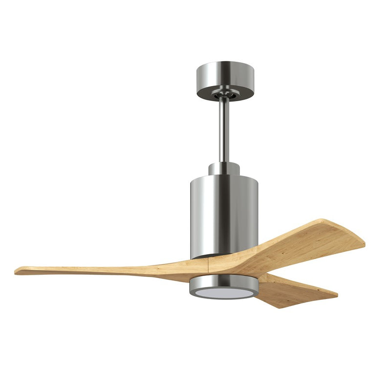 Matthews Fans Patricia 3 42in 1-Light LED Ceiling Fan | Polished Chrome and Light Maple Solid Wood | Bedrooms & Covered Patios | Model PA3-CR-LM-42