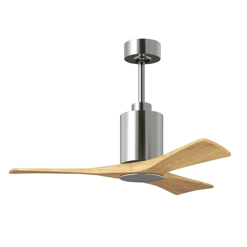 Matthews Fans Patricia 3 42in 1-Light LED Ceiling Fan | Polished Chrome and Light Maple Solid Wood | Bedrooms & Covered Patios | Model PA3-CR-LM-42