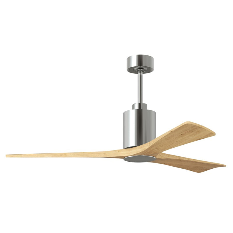 Matthews Fans Patricia 3 60in 1-Light LED Ceiling Fan | Polished Chrome and Light Maple Solid Wood | Great Rooms & Covered | Model PA3-CR-LM-60