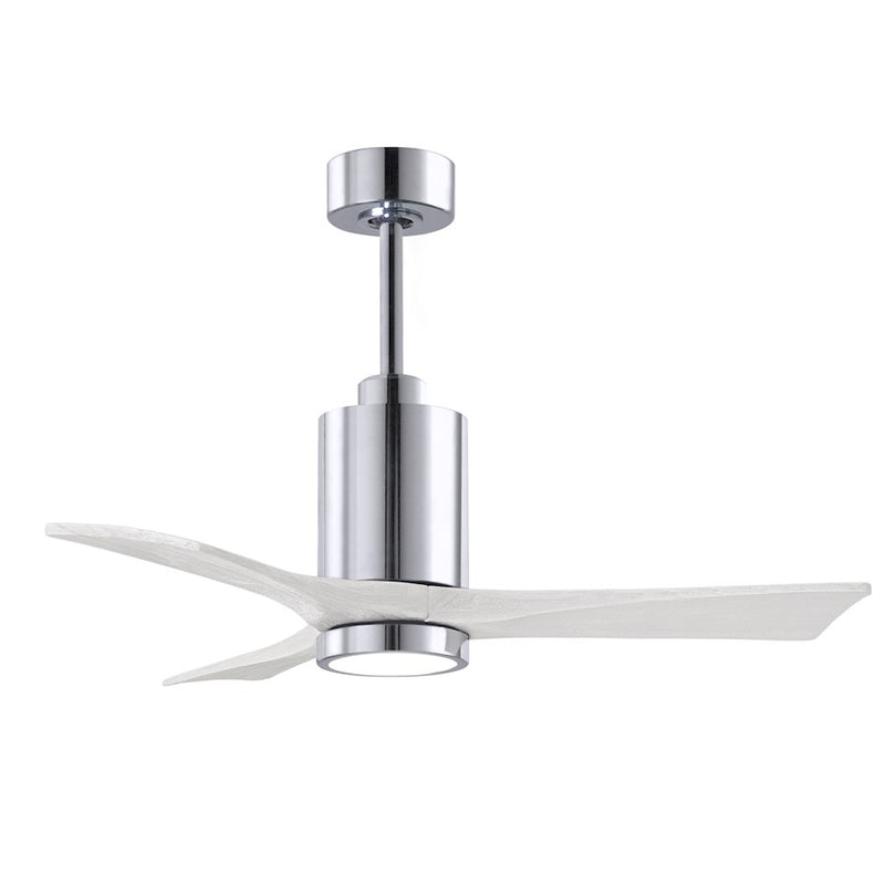 Matthews Fans Patricia 3 42in 3-Light LED Ceiling Fan | Contemporary Polished Chrome and Matte White Solid Wood Blades | Living | Model PA3-CR-MWH-42