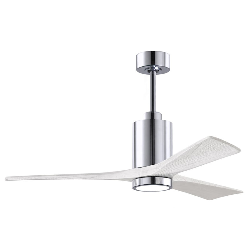 Matthews Fans Patricia 3 52in 3-Light LED Ceiling Fan | Contemporary Polished Chrome and Matte White Solid Wood Blades | Living | Model PA3-CR-MWH-52