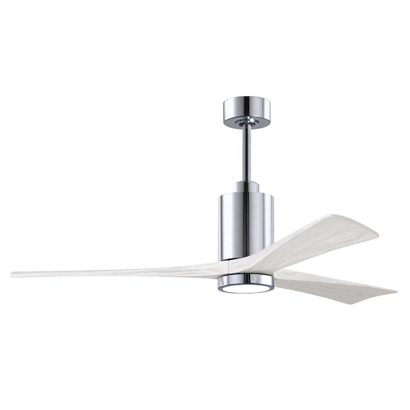 Matthews Fans Patricia 3 60in 3-Light LED Ceiling Fan | Contemporary Polished Chrome and Matte White Solid Wood Blades | Living | Model PA3-CR-MWH-60