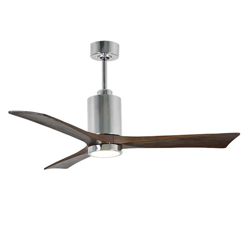 Matthews Fan Patricia 3 52in 3-Blade Ceiling Fan | Polished Chrome and Walnut Wood | Bedroom & Living Room | 52 x 52 x 13 in | Model PA3-CR-WA-52