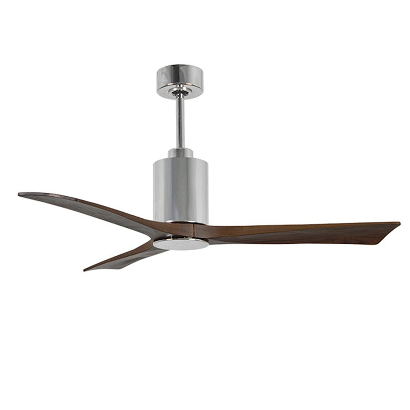 Matthews Fan Patricia 3 52in 3-Blade Ceiling Fan | Polished Chrome and Walnut Wood | Bedroom & Living Room | 52 x 52 x 13 in | Model PA3-CR-WA-52