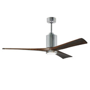 Matthews Fan Patricia 3 60in 3-Blade Ceiling Fan | Polished Chrome and Walnut Wood | Bedroom & Living Room | 60 x 60 x 13 in | Model PA3-CR-WA-60