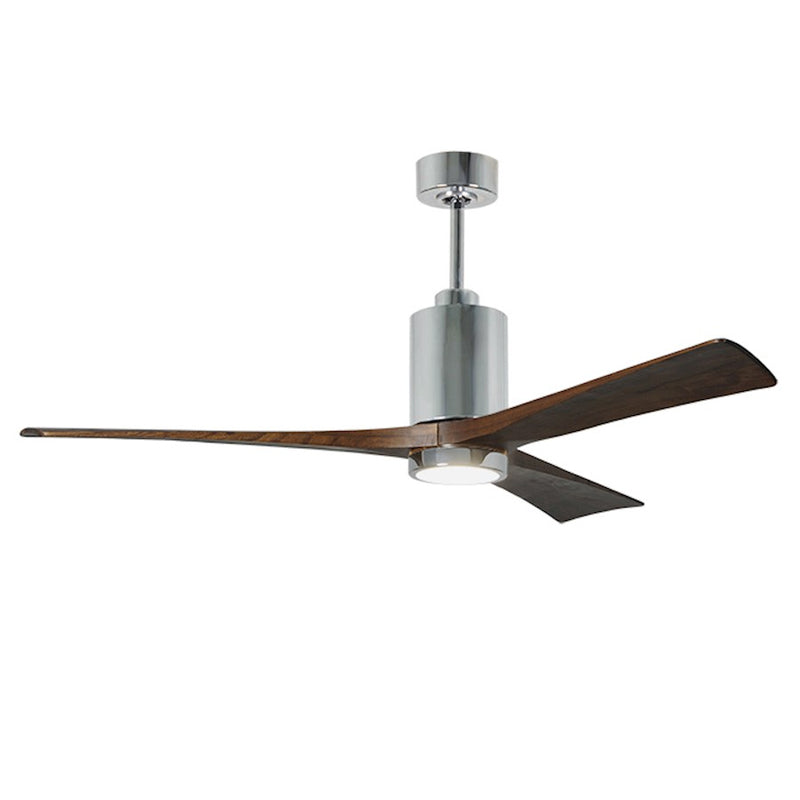 Matthews Fan Patricia 3 60in 3-Blade Ceiling Fan | Polished Chrome and Walnut Wood | Bedroom & Living Room | 60 x 60 x 13 in | Model PA3-CR-WA-60