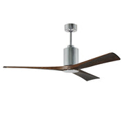 Matthews Fan Patricia 3 60in 3-Blade Ceiling Fan | Polished Chrome and Walnut Wood | Bedroom & Living Room | 60 x 60 x 13 in | Model PA3-CR-WA-60