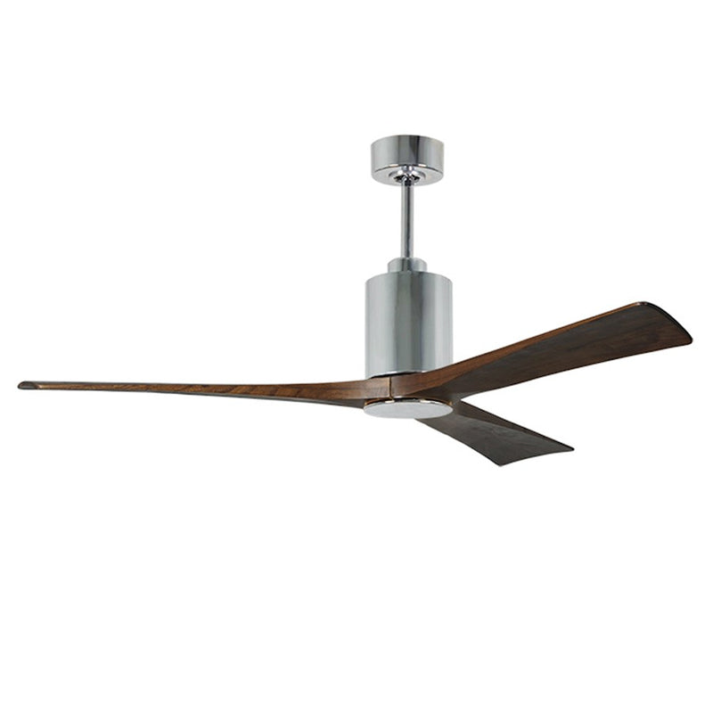 Matthews Fan Patricia 3 60in 3-Blade Ceiling Fan | Polished Chrome and Walnut Wood | Bedroom & Living Room | 60 x 60 x 13 in | Model PA3-CR-WA-60
