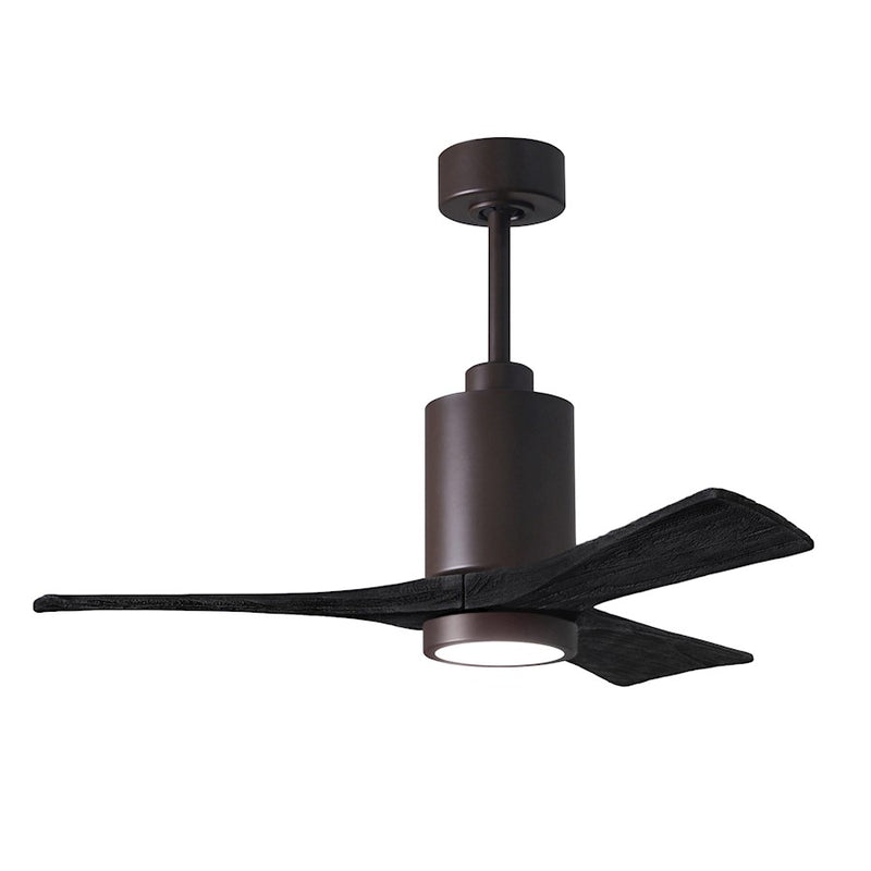 Matthews Fans Patricia 3 42in 3-Light LED Ceiling Fan | Contemporary Textured Bronze and Matte Black Solid Wood Blades | Living | Model PA3-TB-BK-42