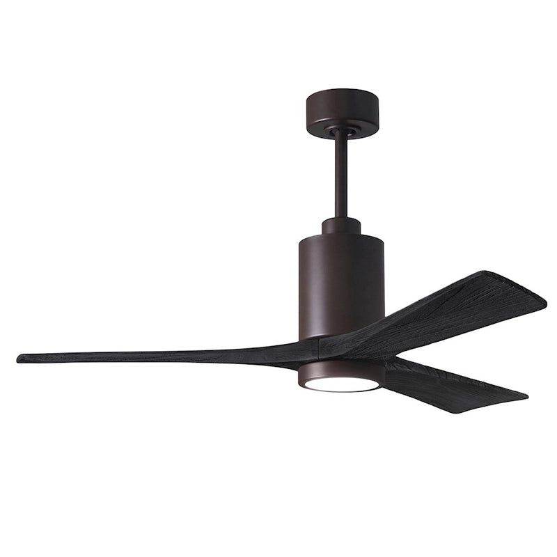 Matthews Fans Patricia 3 52in 1-Light LED Ceiling Fan | Contemporary Textured Bronze and Matte Black Wood Blades | Living Room | Model PA3-TB-BK-52