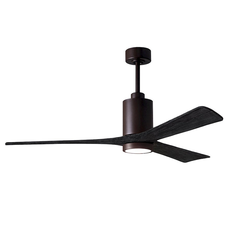Matthews Fans Patricia 3 60in 1-Light LED Ceiling Fan | Contemporary Textured Bronze and Matte Black Wood Blades | Living Room | Model PA3-TB-BK-60