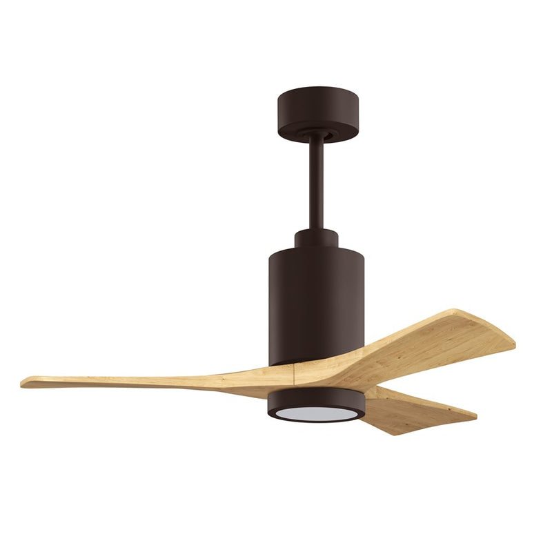 Matthews Fans Patricia 3 42in 1-Light LED Ceiling Fan | Contemporary Textured Bronze and Light Maple Wood Blades | Covered Patio | Model PA3-TB-LM-42