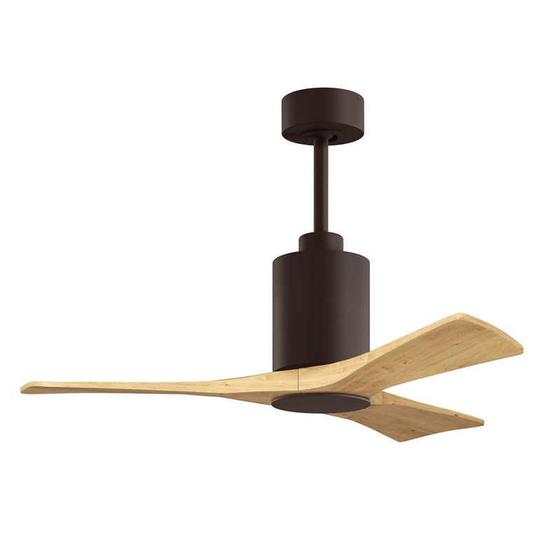 Matthews Fans Patricia 3 42in 1-Light LED Ceiling Fan | Contemporary Textured Bronze and Light Maple Wood Blades | Covered Patio | Model PA3-TB-LM-42