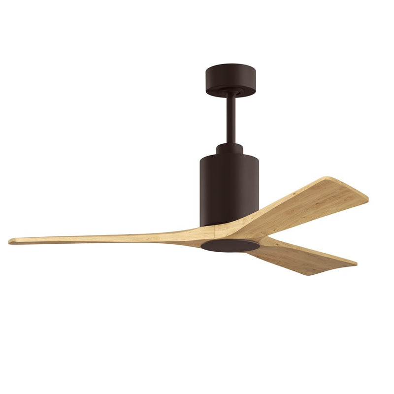 Matthews Fans Patricia 3 52in 1-Light LED Ceiling Fan | Contemporary Textured Bronze and Light Maple Wood Blades | Covered Patio | Model PA3-TB-LM-52