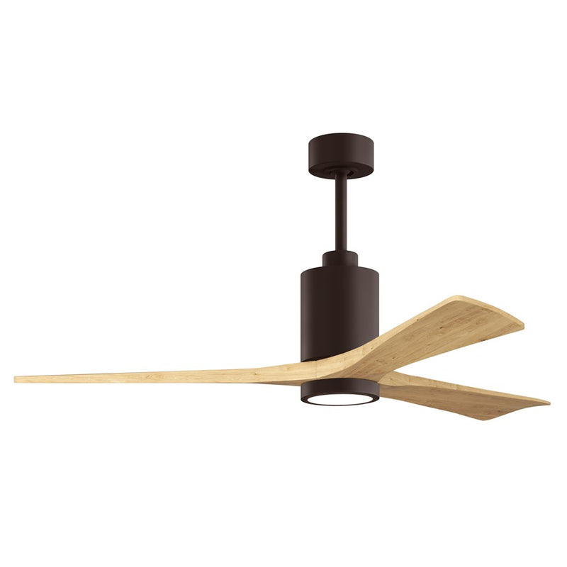Matthews Fans Patricia-3 60in 3-Blade Ceiling Fan | Textured Bronze and Light Maple Solid Wood Blades | Great Room & Covered | Model PA3-TB-LM-60