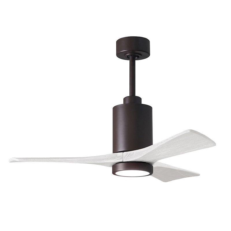 Matthews Fans Patricia-3 42in 3-Blade Ceiling Fan | Textured Bronze and Matte White Solid Wood Blades | Bedroom & Covered Patio | Model PA3-TB-MWH-42