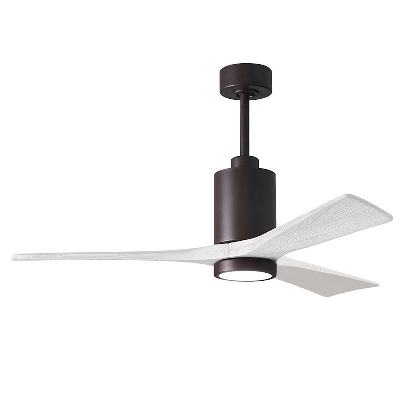 Matthews Fans Patricia-3 52in 3-Blade Ceiling Fan | Textured Bronze and Matte White Solid Wood Blades | Living Room & Covered | Model PA3-TB-MWH-52