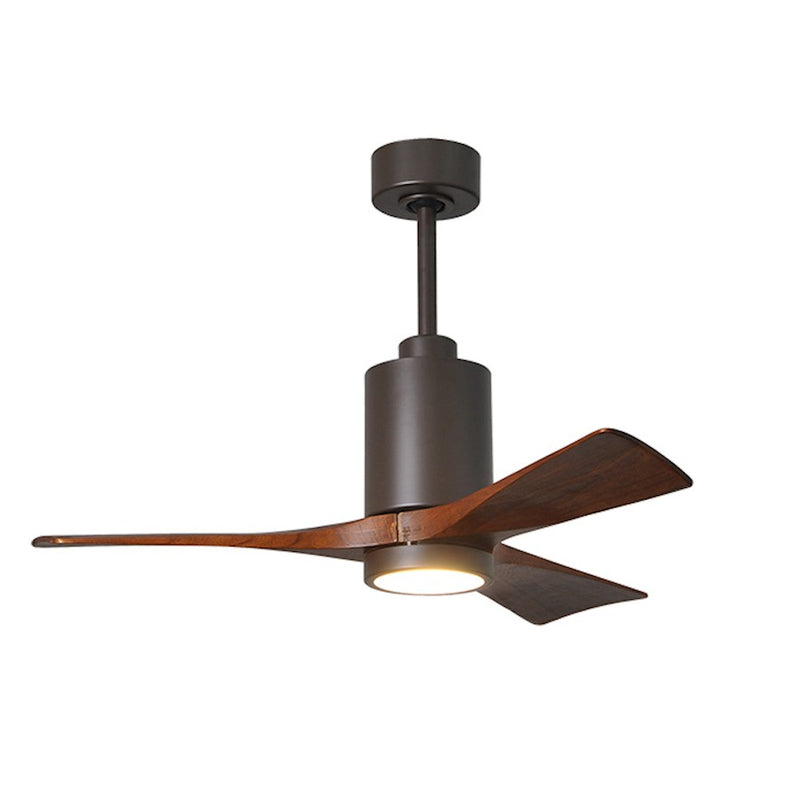Matthews Fan Patricia 42in 3-Blade Ceiling Fan | Textured Bronze and Walnut Solid Wood Blades | Bedroom & Covered Patio | Model PA3-TB-WA-42
