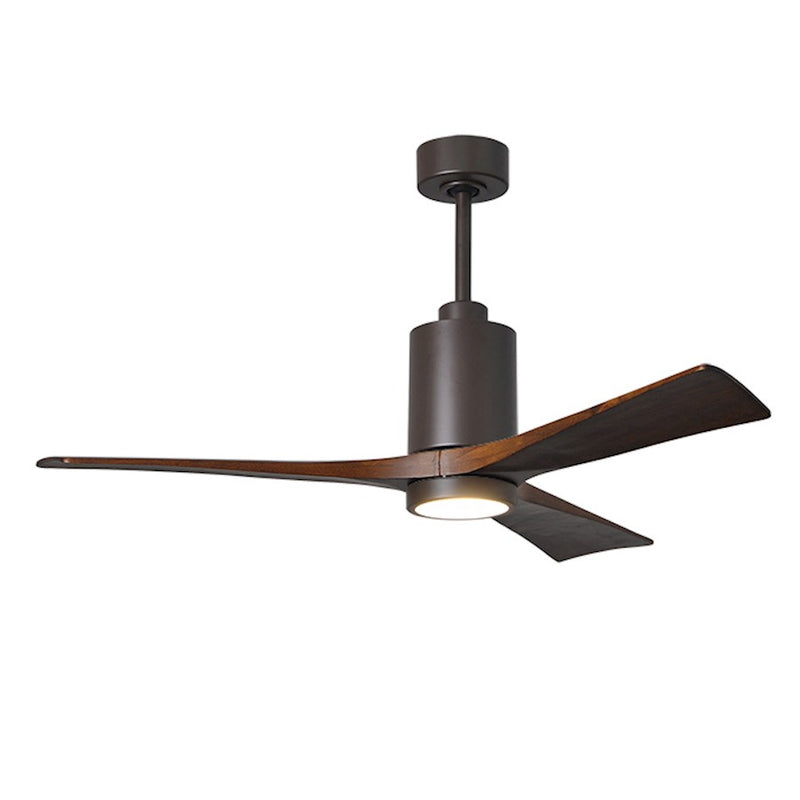 Matthews Fan Patricia 52in 3-Blade Ceiling Fan | Textured Bronze and Walnut Solid Wood Blades | Living Room & Covered Patio | Model PA3-TB-WA-52