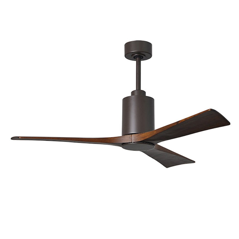 Matthews Fan Patricia 52in 3-Blade Ceiling Fan | Textured Bronze and Walnut Solid Wood Blades | Living Room & Covered Patio | Model PA3-TB-WA-52