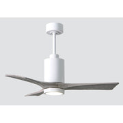 Matthews Fan Patricia 3 42in 3-Blade Ceiling Fan | Gloss White and Barn Wood Tone | Bedroom & Home Office | 42 x 42 x 12 in | Model PA3-WH-BW-42