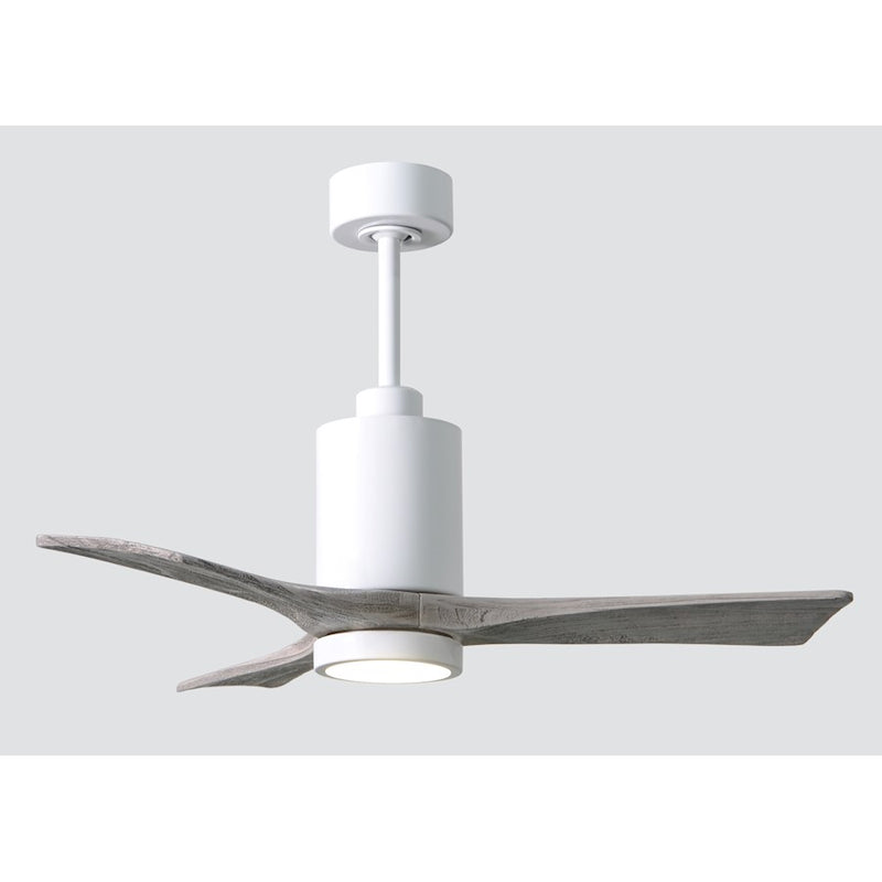 Matthews Fan Patricia 3 42in 3-Blade Ceiling Fan | Gloss White and Barn Wood Tone | Bedroom & Home Office | 42 x 42 x 12 in | Model PA3-WH-BW-42