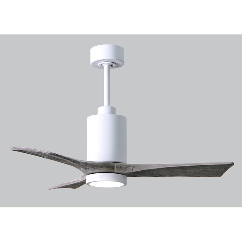 Matthews Fan Patricia 3 42in 3-Blade Ceiling Fan | Gloss White and Barn Wood Tone | Bedroom & Home Office | 42 x 42 x 12 in | Model PA3-WH-BW-42