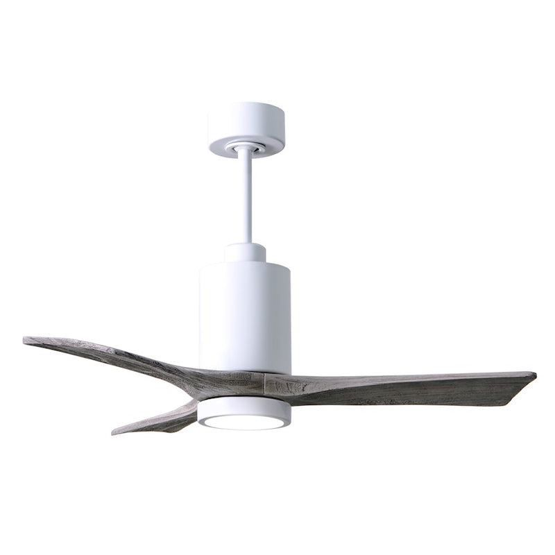 Matthews Fan Patricia 3 42in 3-Blade Ceiling Fan | Gloss White and Barn Wood Tone | Bedroom & Home Office | 42 x 42 x 12 in | Model PA3-WH-BW-42