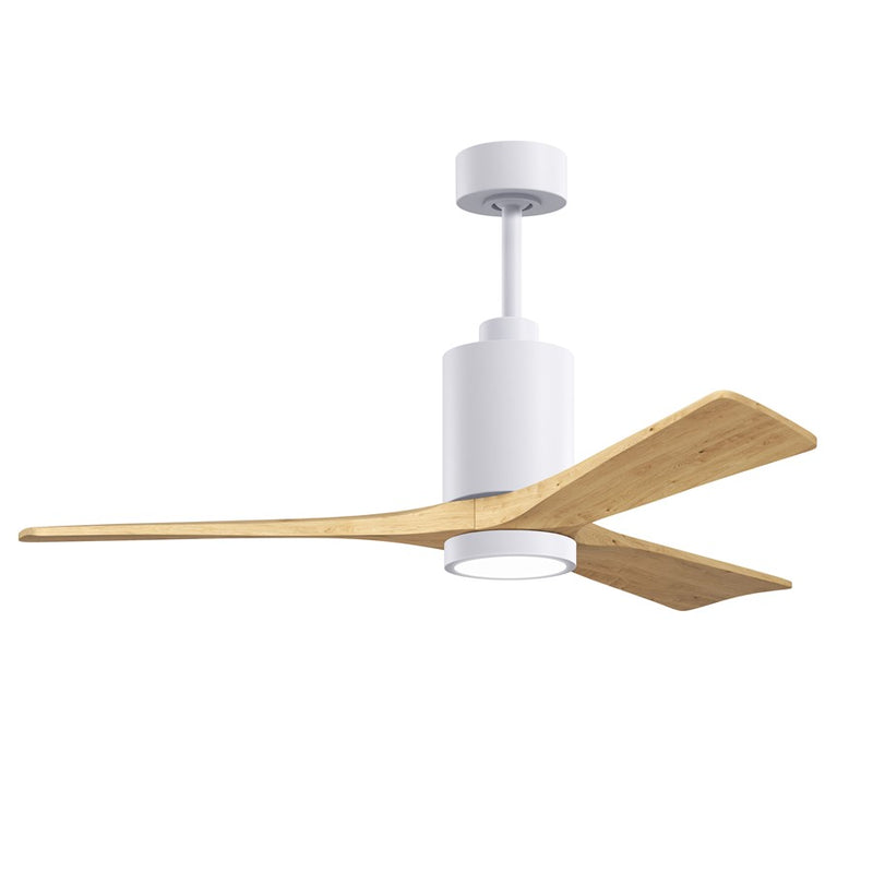 Matthews Fans Patricia-3 52in 3-Blade Ceiling Fan | Contemporary Gloss White and Light Maple Wood | Great Rooms & Open Living | Model PA3-WH-LM-52