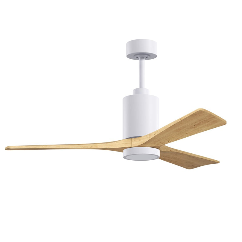 Matthews Fans Patricia-3 52in 3-Blade Ceiling Fan | Contemporary Gloss White and Light Maple Wood | Great Rooms & Open Living | Model PA3-WH-LM-52