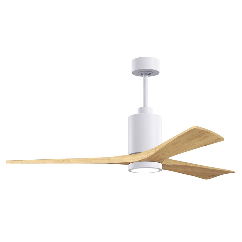 Matthews Fans Patricia-3 60in 3-Blade Ceiling Fan | Contemporary Gloss White and Light Maple Wood | Great Rooms & Open Living | Model PA3-WH-LM-60
