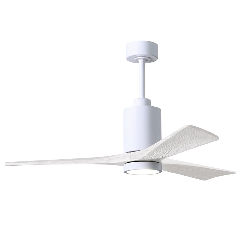 Matthews Fans Patricia-3 52in 3-Blade Ceiling Fan | Contemporary Gloss White and Matte White Wood | Great Rooms & Covered | Model PA3-WH-MWH-52