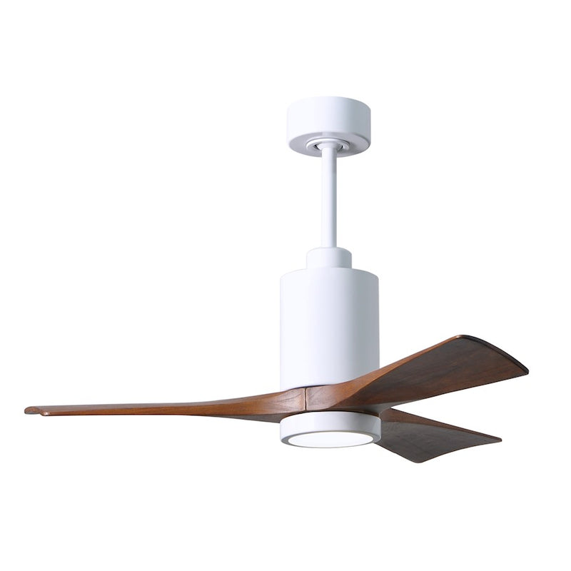 Matthews Fan Patricia 42in 3-Light Ceiling Fan | Gloss White and Walnut Solid Wood | Living Room & Bedroom | 42 x 42 x 12 in | Model PA3-WH-WA-42