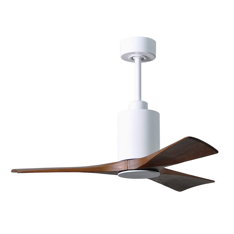 Matthews Fan Patricia 42in 3-Light Ceiling Fan | Gloss White and Walnut Solid Wood | Living Room & Bedroom | 42 x 42 x 12 in | Model PA3-WH-WA-42